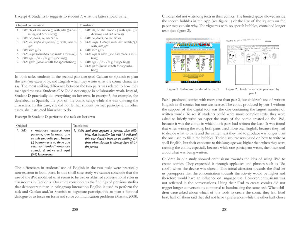 two page spread from Joint Innovations book showing tables and images side by side